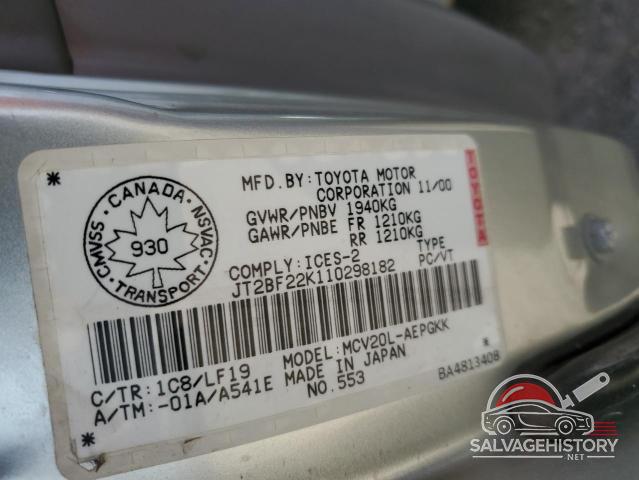 JT2BF22K110298182 2001 TOYOTA CAMRY photo no. 12