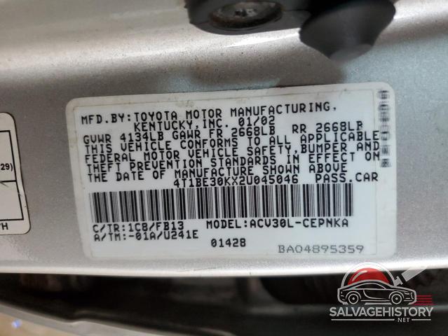 4T1BE30KX2U045046 2002 TOYOTA CAMRY photo no. 12