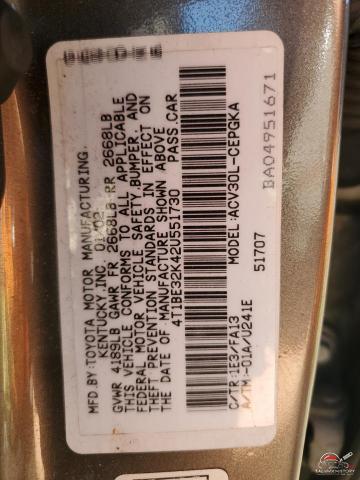 4T1BE32K42U551730 2002 TOYOTA CAMRY photo no. 12