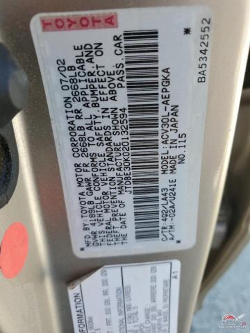 JTDBE30K020132594 2002 TOYOTA CAMRY photo no. 12