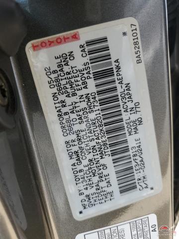 JTDBE32K820117340 2002 TOYOTA CAMRY photo no. 12