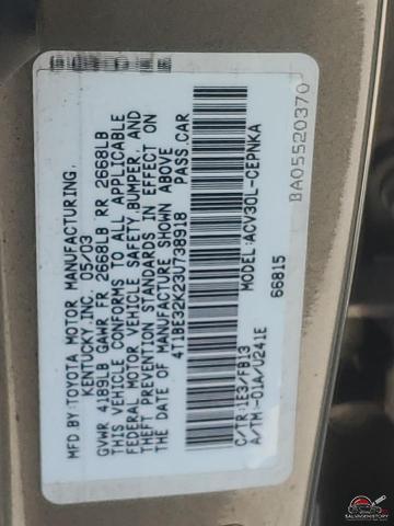4T1BE32K23U738918 2003 TOYOTA CAMRY photo no. 12