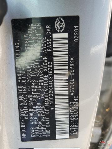 4T1BE32K44U316702 2004 TOYOTA CAMRY photo no. 12