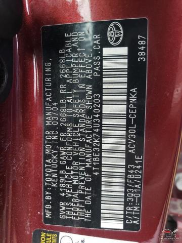 4T1BE32K74U340203 2004 TOYOTA CAMRY photo no. 12