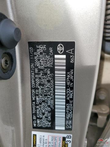 JTDBE32K840268715 2004 TOYOTA CAMRY photo no. 12