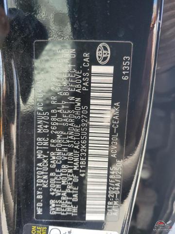 4T1BE32K65U592705 2005 TOYOTA CAMRY photo no. 12