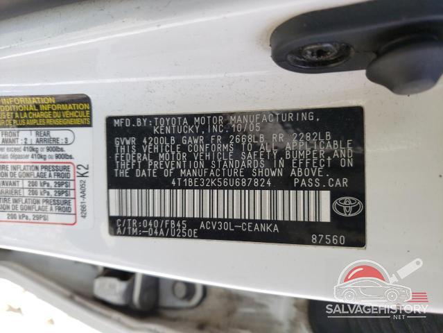 4T1BE32K56U687824 2006 TOYOTA CAMRY photo no. 12