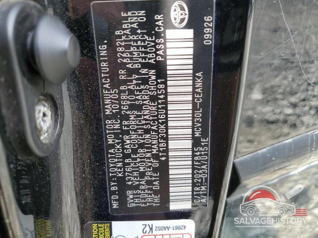 4T1BF30K16U114581 2006 TOYOTA CAMRY photo no. 12