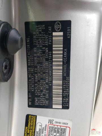 4T1BE46K07U121846 2007 TOYOTA CAMRY photo no. 12