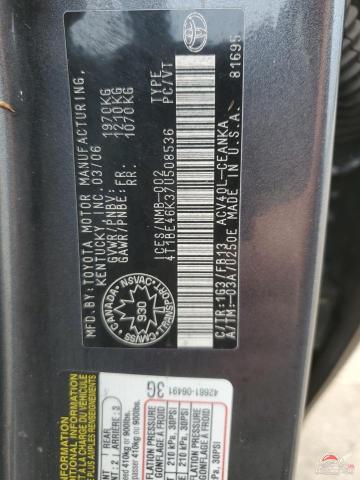 4T1BE46K37U508536 2007 TOYOTA CAMRY photo no. 12
