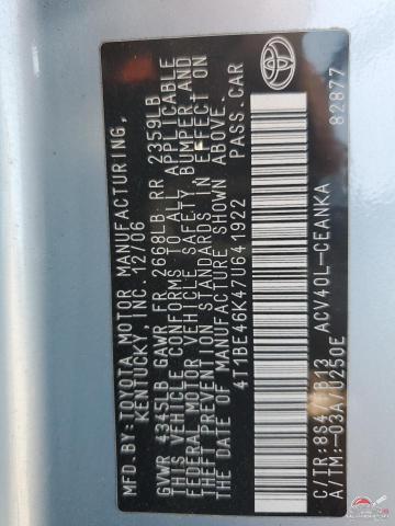 4T1BE46K47U641922 2007 TOYOTA CAMRY photo no. 12