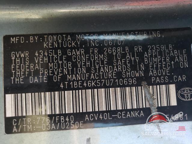 4T1BE46K57U710696 2007 TOYOTA CAMRY photo no. 13
