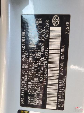 4T1BE46K67U722310 2007 TOYOTA CAMRY photo no. 12