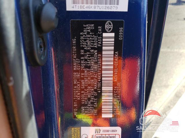 4T1BE46K87U126079 2007 TOYOTA CAMRY photo no. 12