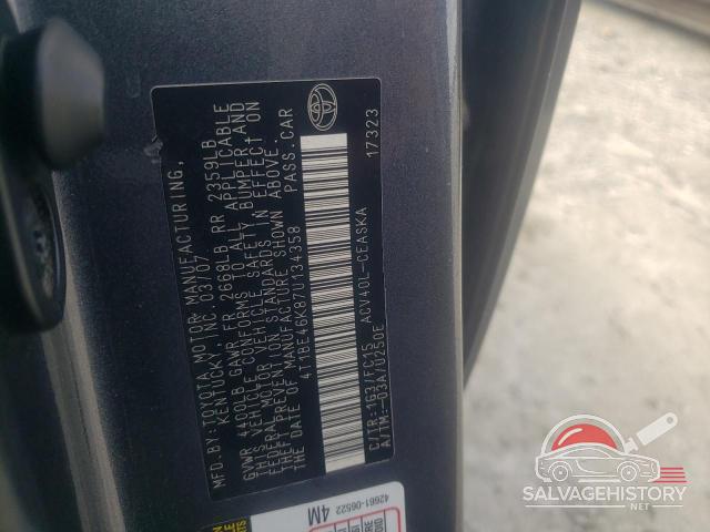 4T1BE46K87U134358 2007 TOYOTA CAMRY photo no. 12