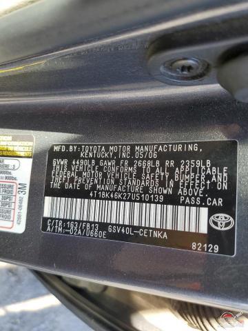 4T1BK46K27U510139 2007 TOYOTA CAMRY photo no. 12