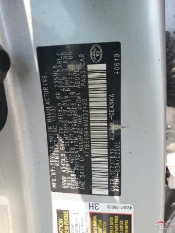 4T1BE46K48U232420 2008 TOYOTA CAMRY photo no. 12