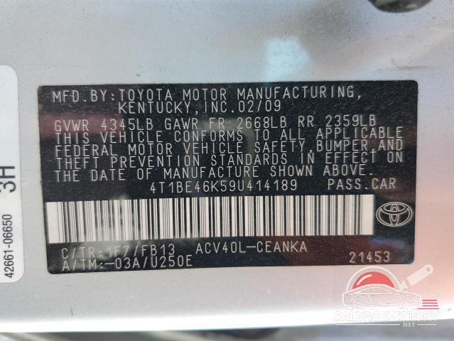 4T1BE46K59U414189 2009 TOYOTA CAMRY photo no. 13
