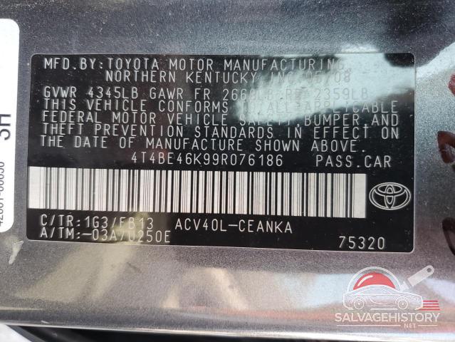 4T4BE46K99R076186 2009 TOYOTA CAMRY photo no. 12