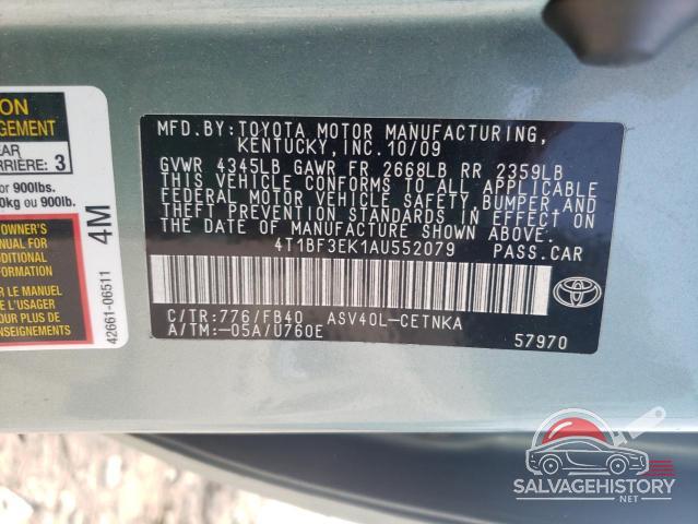 4T1BF3EK1AU552079 2010 TOYOTA CAMRY photo no. 12