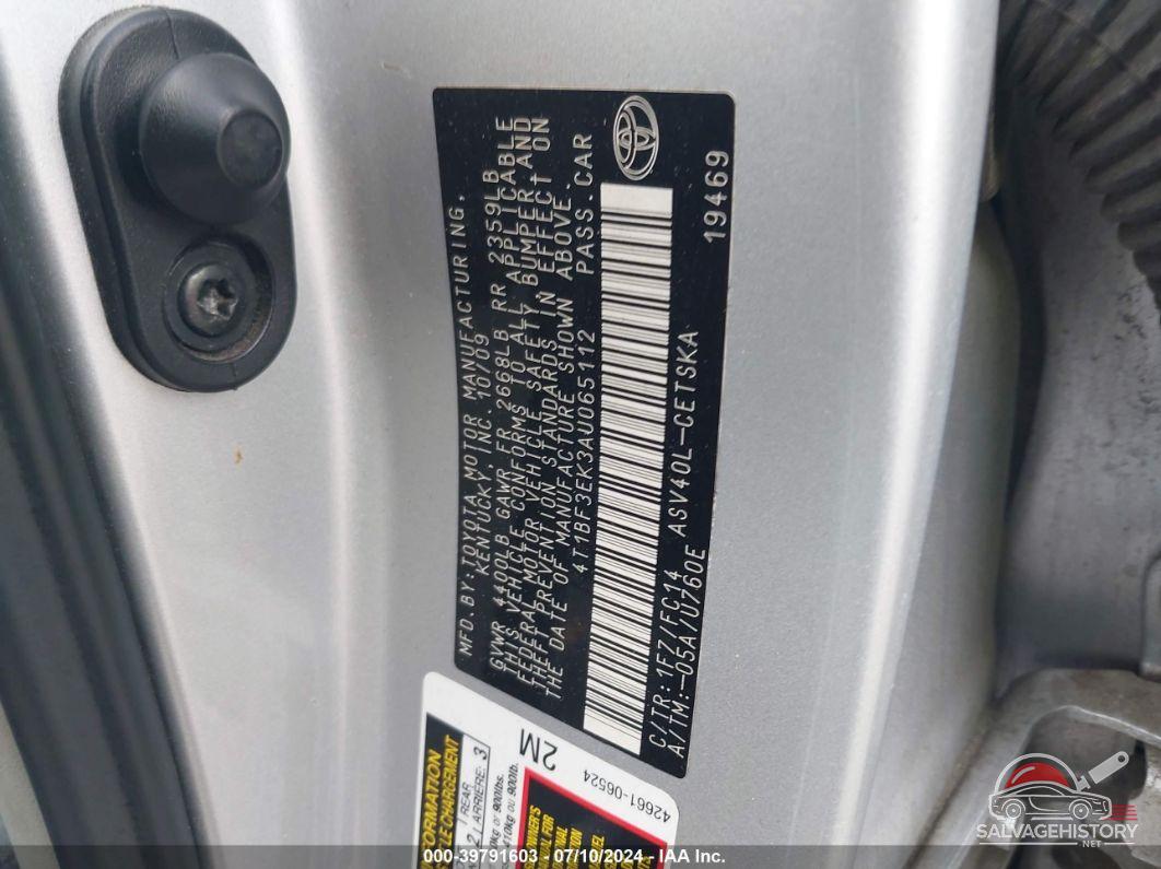 4T1BF3EK3AU065112 2010 TOYOTA CAMRY photo no. 9