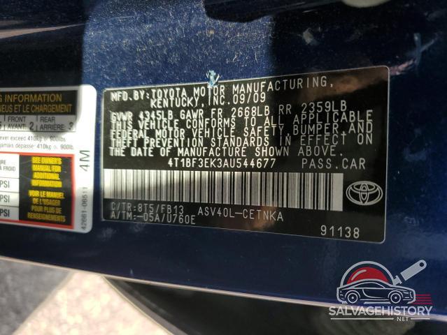 4T1BF3EK3AU544677 2010 TOYOTA CAMRY photo no. 12