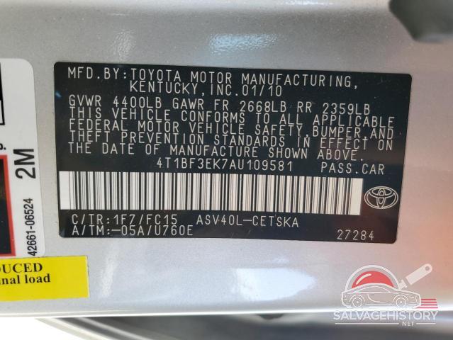 4T1BF3EK7AU109581 2010 TOYOTA CAMRY photo no. 12