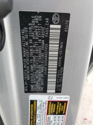 4T4BF3EK0AR027455 2010 TOYOTA CAMRY photo no. 12