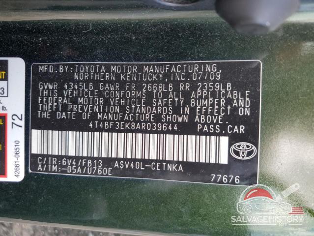 4T4BF3EK8AR039644 2010 TOYOTA CAMRY photo no. 12