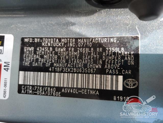 4T1BF3EK2BU635067 2011 TOYOTA CAMRY photo no. 13
