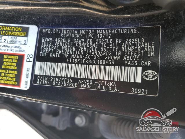 4T1BF1FK6CU188456 2012 TOYOTA CAMRY photo no. 12