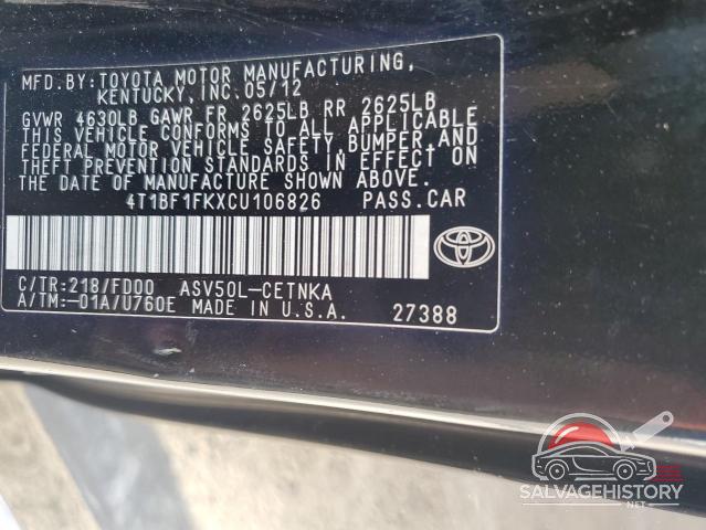 4T1BF1FKXCU106826 2012 TOYOTA CAMRY photo no. 13