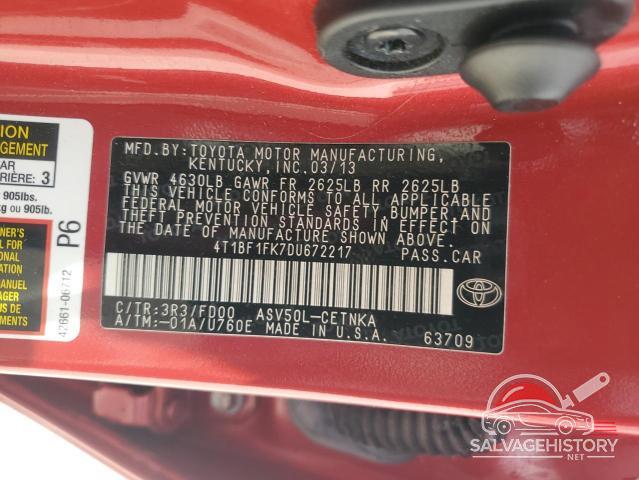 4T1BF1FK7DU672217 2013 TOYOTA CAMRY photo no. 12