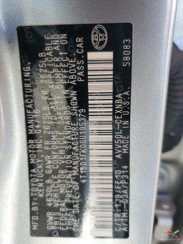 4T1BD1FK0GU195379 2016 TOYOTA CAMRY photo no. 13