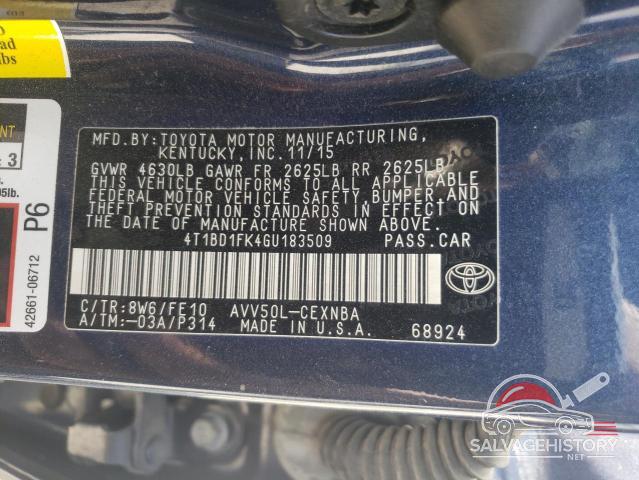 4T1BD1FK4GU183509 2016 TOYOTA CAMRY photo no. 12