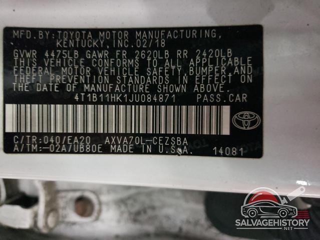 4T1B11HK1JU084871 2018 TOYOTA CAMRY photo no. 12