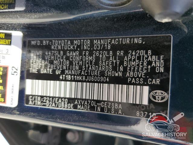 4T1B11HK8JU600904 2018 TOYOTA CAMRY photo no. 12