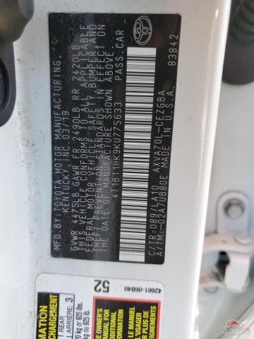 4T1B11HK9KU775633 2019 TOYOTA CAMRY photo no. 13