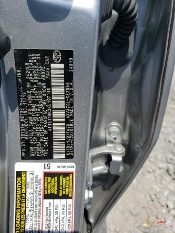4T1B11HKXKU197140 2019 TOYOTA CAMRY photo no. 12