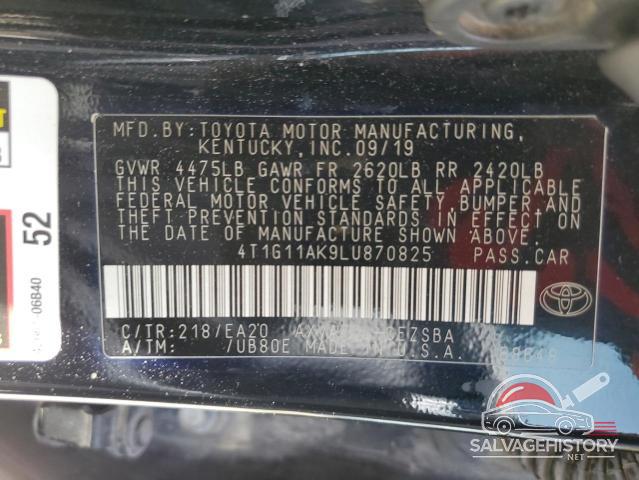 4T1G11AK9LU870825 2020 TOYOTA CAMRY photo no. 12