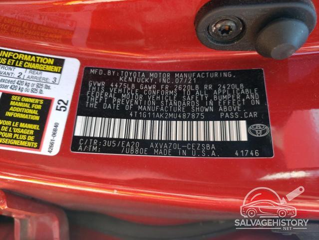 4T1G11AK2MU487875 2021 TOYOTA CAMRY photo no. 12