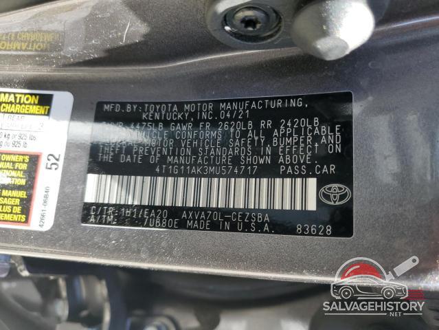 4T1G11AK3MU574717 2021 TOYOTA CAMRY photo no. 12