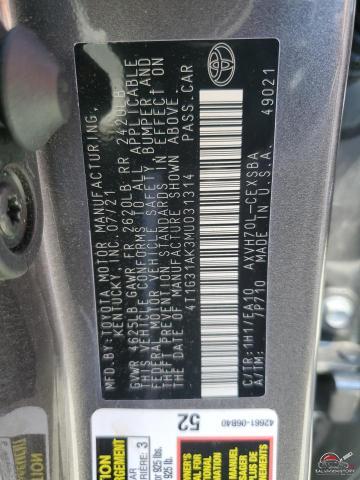 4T1G31AK3MU031314 2021 TOYOTA CAMRY photo no. 13