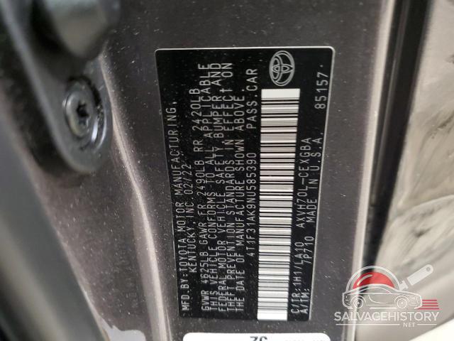 4T1F31AK9NU585390 2022 TOYOTA CAMRY photo no. 12