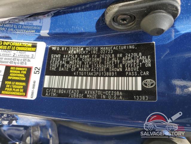 4T1G11AK3PU138891 2023 TOYOTA CAMRY photo no. 12