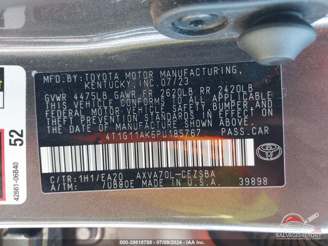 4T1G11AK6PU185767 2023 TOYOTA CAMRY photo no. 9