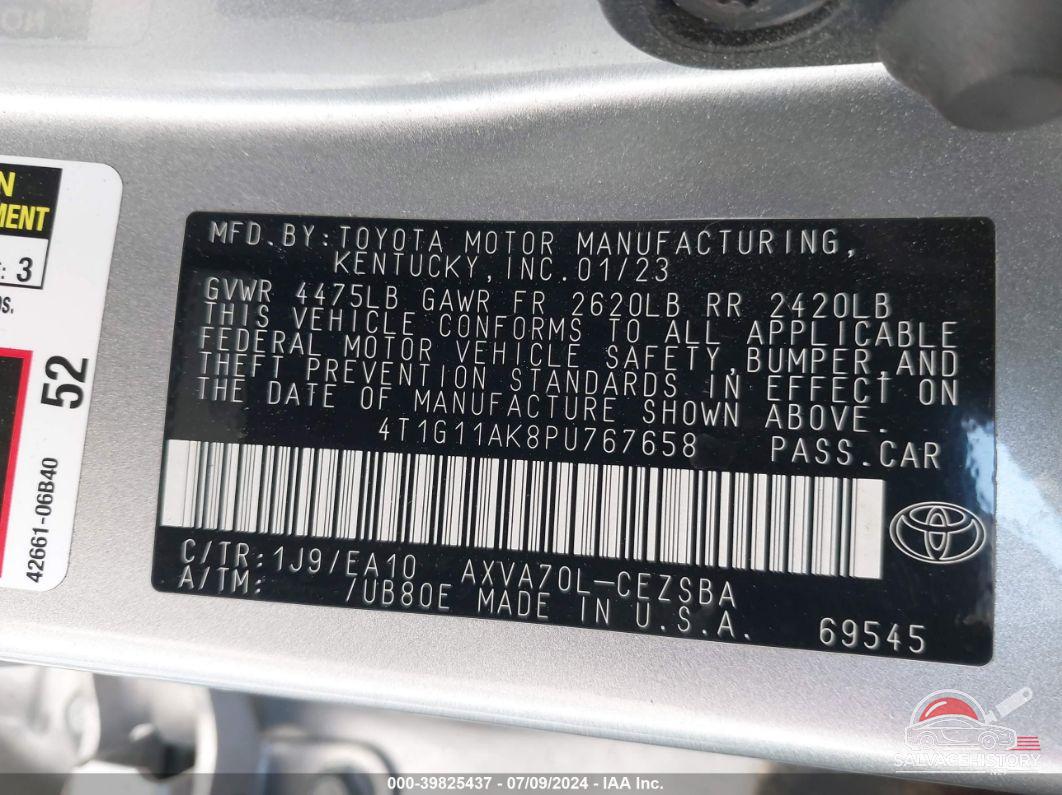 4T1G11AK8PU767658 2023 TOYOTA CAMRY photo no. 9
