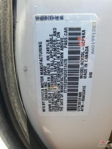 2T1CE22P52C013470 2002 TOYOTA CAMRY SOLA photo no. 12