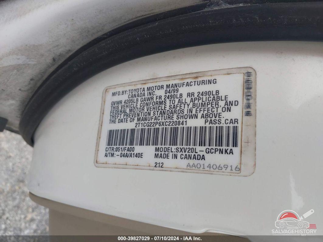 2T1CG22P6XC220841 1999 TOYOTA CAMRY SOLARA photo no. 9