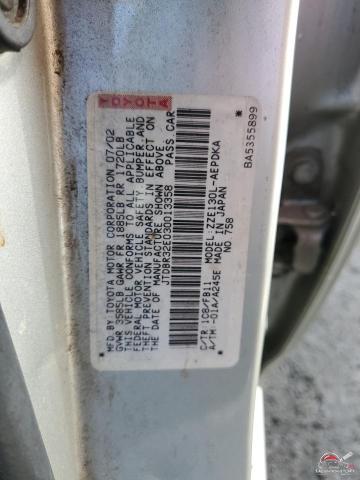 JTDBR32E030013358 2003 TOYOTA COROLLA photo no. 12